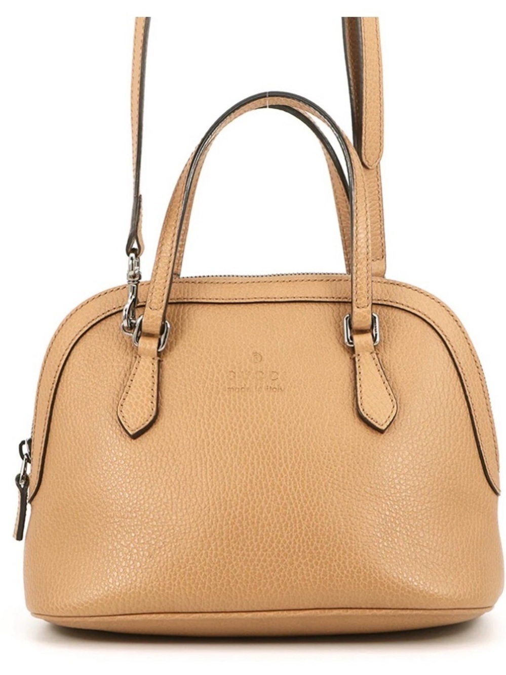 🤎 Gucci Pebbled Leather Dome Crossbody Satchel Bag Beige Nude Authentic COA